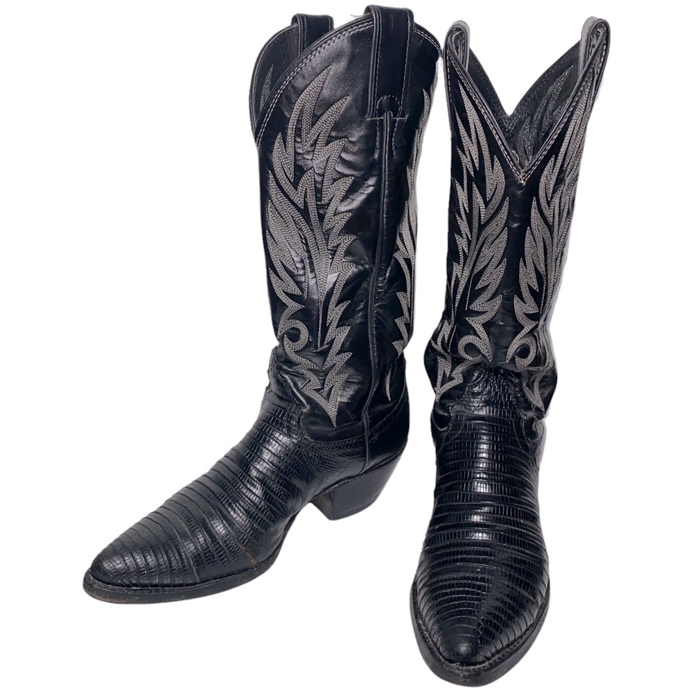Justin Womens size 6 Black Lizard Leather Cowboy Western Boots